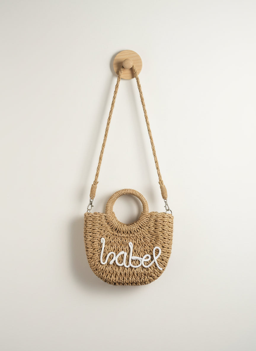 Rotan Tas / klein met naam