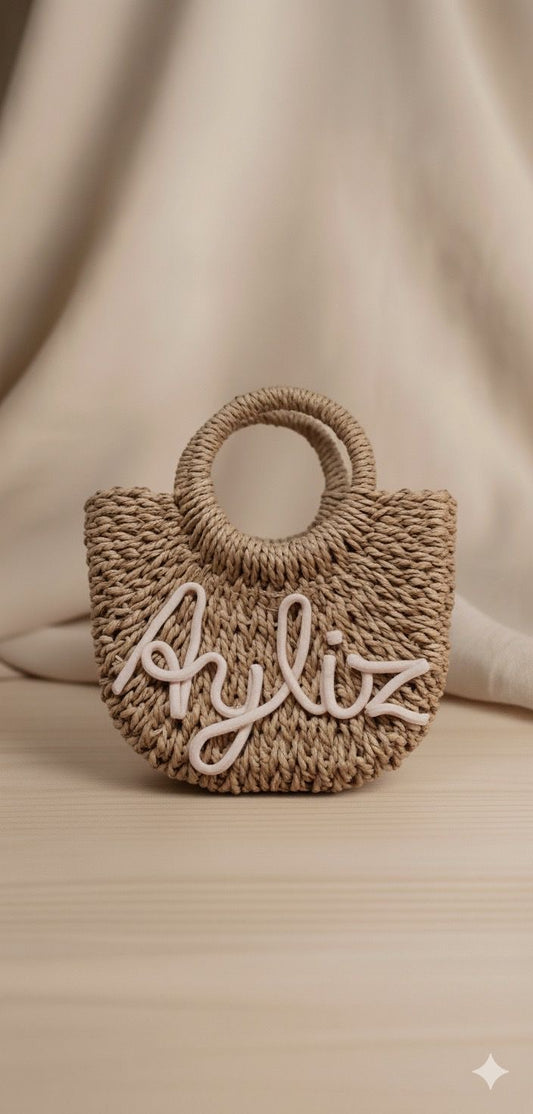 Rotan Tas / klein met naam