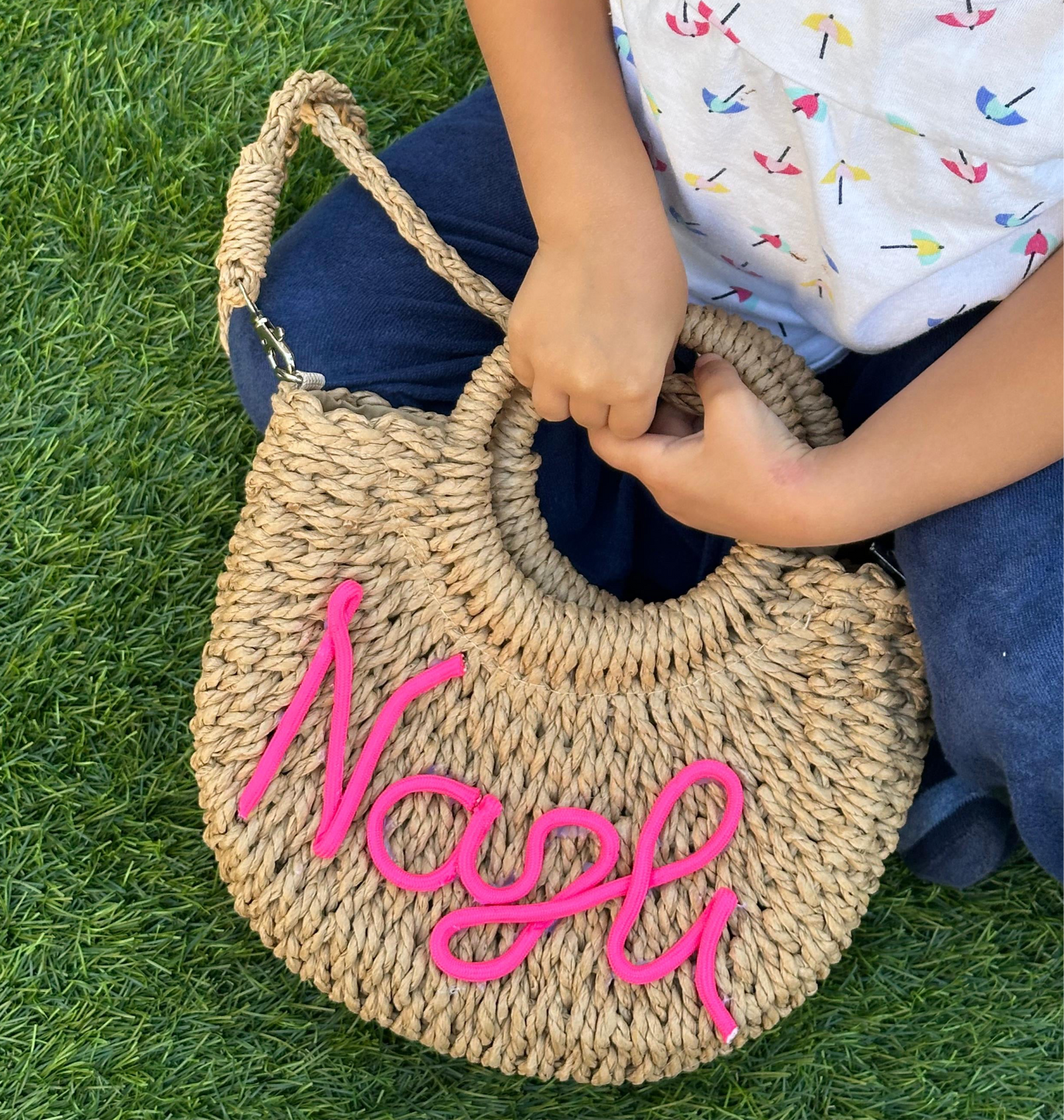 Rotan Tas / klein met naam