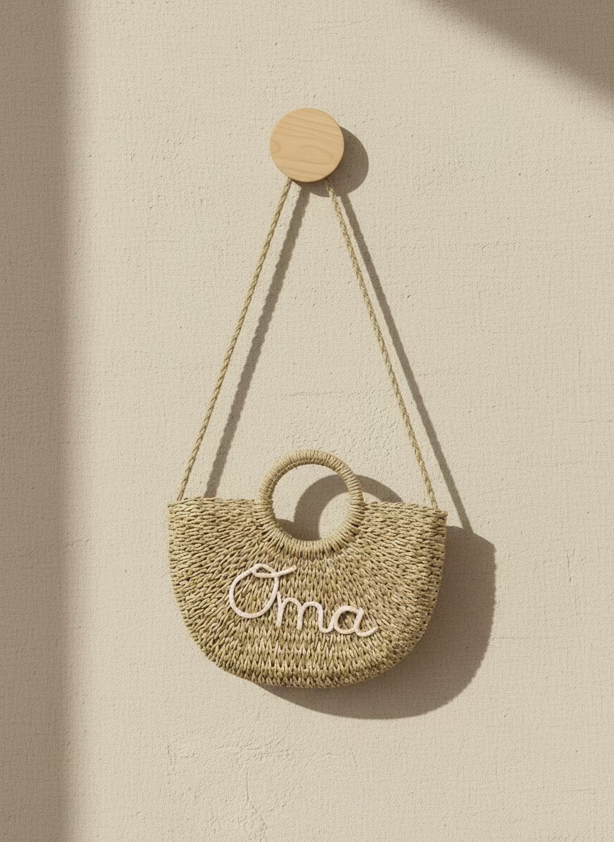 Rotan tas groot met naam